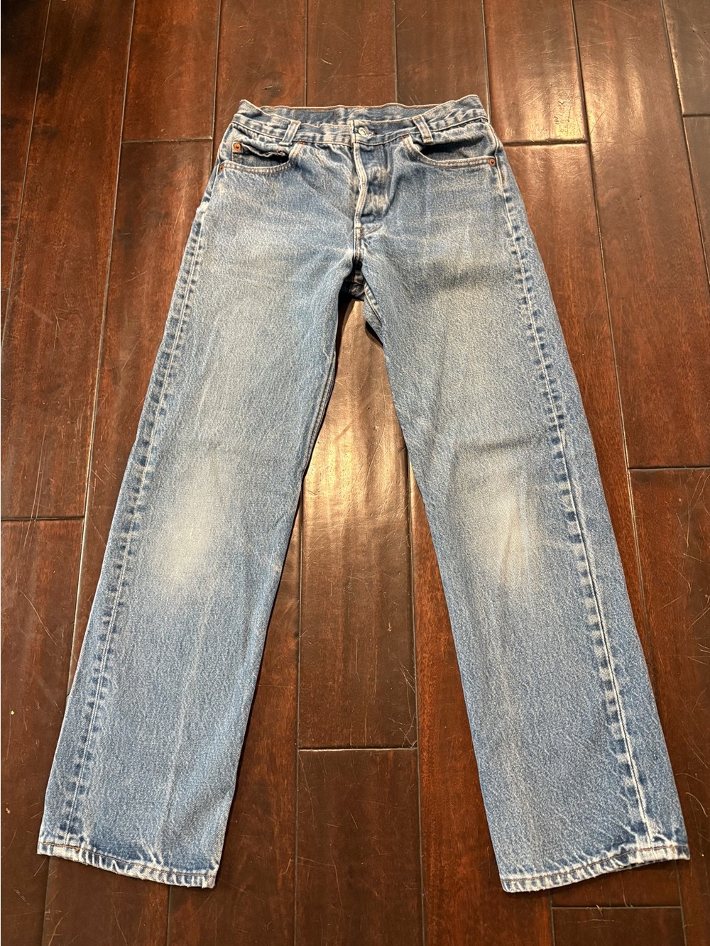 Vintage 1980’s Levi's 501 Med/Light-Wash Button-Fly Blue Jeans - Made in USA